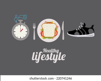 Fitness design over gray background, vector illustration