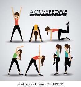 Fitness design over gray background, vector illustration.