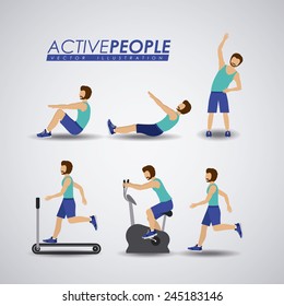 Fitness design over gray background, vector illustration.