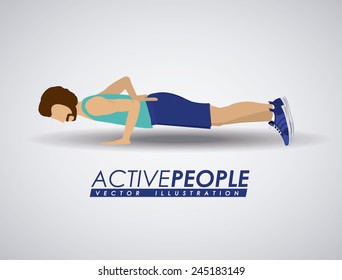 Fitness design over gray background, vector illustration.