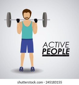 Fitness design over gray background, vector illustration.