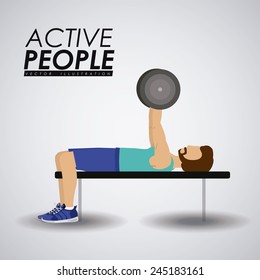 Fitness design over gray background, vector illustration.