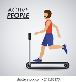 Fitness design over gray background, vector illustration.