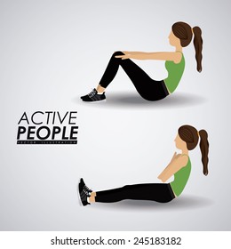 Fitness design over gray background, vector illustration.