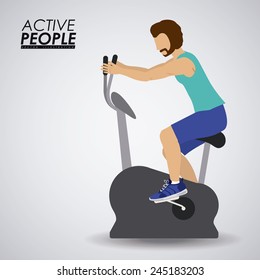 Fitness design over gray background, vector illustration.
