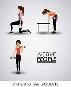 Fitness design over gray background, vector illustration.