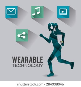 Fitness design over gray background, vector illustration.