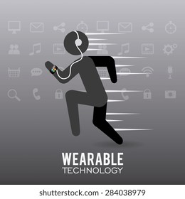 Fitness design over gray background, vector illustration.