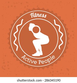 Fitness design over orange background, vector illustration