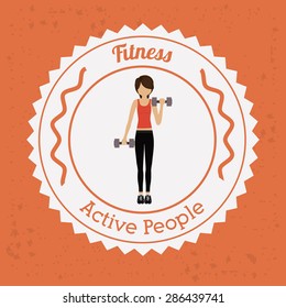 Fitness design over orange background, vector illustration