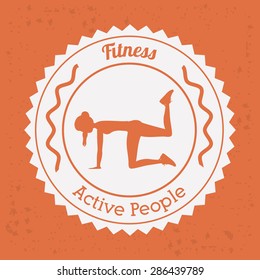 Fitness design over orange background, vector illustration