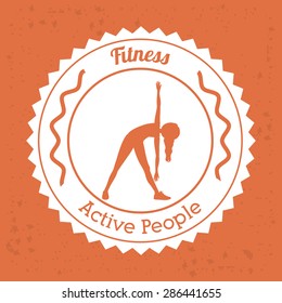 Fitness design over orange background, vector illustration