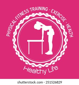 Fitness design over pink background, vector illustration.