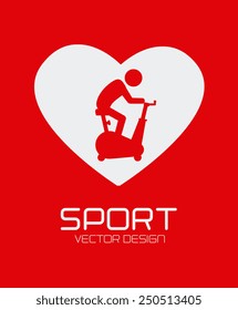 Fitness design over red background, vector illustration.