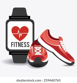 Fitness design over white background, vector illustration.