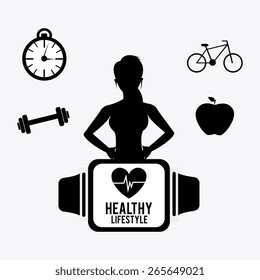 Fitness design over white background, vector illustration.