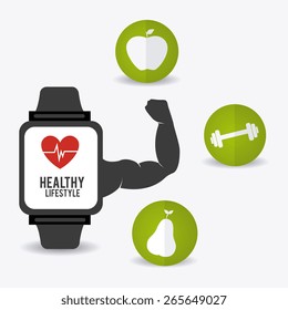 Fitness design over white background, vector illustration.