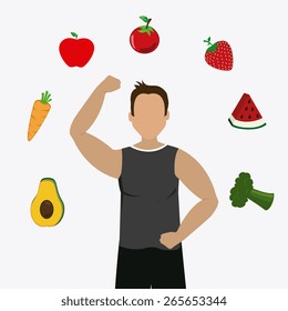 Fitness design over white background, vector illustration.