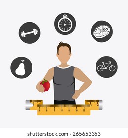 Fitness design over white background, vector illustration.