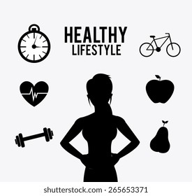 Fitness design over white background, vector illustration.