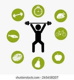Fitness design over white background, vector illustration.