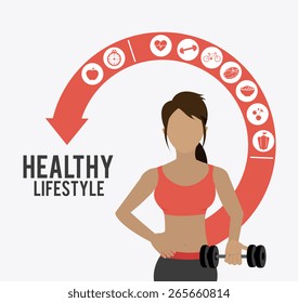 Fitness design over white background, vector illustration.