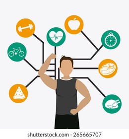 Fitness design over white background, vector illustration.