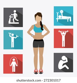Fitness design over white background, vector illustration.