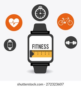 Fitness design over white background, vector illustration.