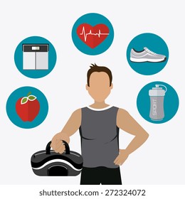 Fitness design over white background, vector illustration.