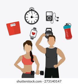 Fitness design over white background, vector illustration.