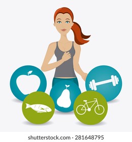 Fitness design over white background, vector illustration.
