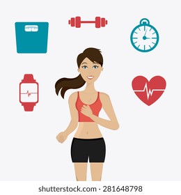 Fitness design over white background, vector illustration.