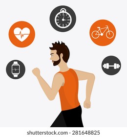 Fitness design over white background, vector illustration.
