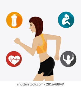 Fitness design over white background, vector illustration.
