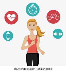Fitness design over white background, vector illustration.
