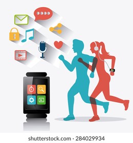 Fitness design over white background, vector illustration.