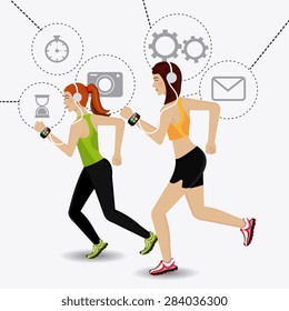 Fitness design over white background, vector illustration.