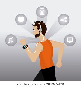 Fitness design over white background, vector illustration.