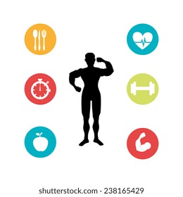 Fitness design over white background,vector illustration.