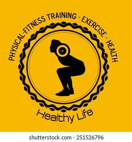 Fitness design over yellow background, vector illustration.