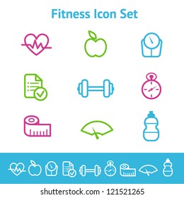 Fitness and diet icon set