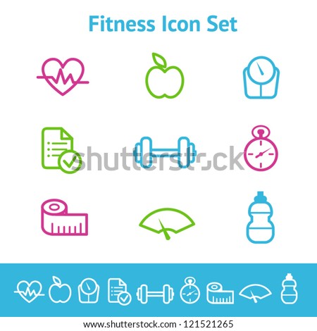 Fitness and diet icon set