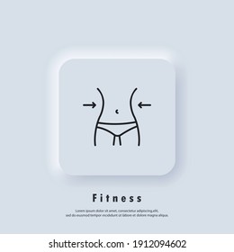 Fitness and diet icon. Weight loss logo icon. Vector. UI icon. Neumorphic UI UX white user interface web button. Neumorphism