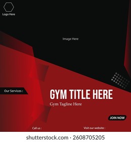 Fitness digital poster. Fitness square abstract graphic banner. Vector art graphics.