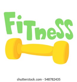 Fitness dumbbell icon. Cartoon illustration of fitness dumbbell vector icon for web