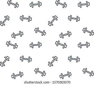 Fitness dumbbell linear seamless pattern. Vector monochrome background for mobile app, web design, banner, etc.