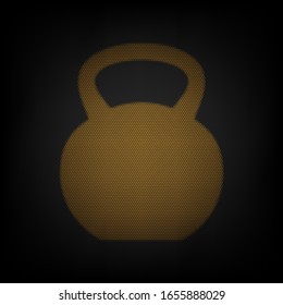 Fitness Dumbbell sign. Icon as grid of small orange light bulb in darkness. Illustration.