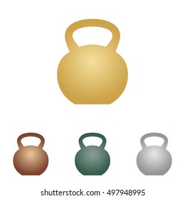 Fitness Dumbbell sign. Metal icons on white backgound.