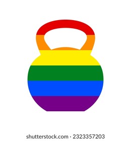 Fitness Dumbbell sign. Rainbow gay LGBT rights colored Icon at white Background. Illustration.